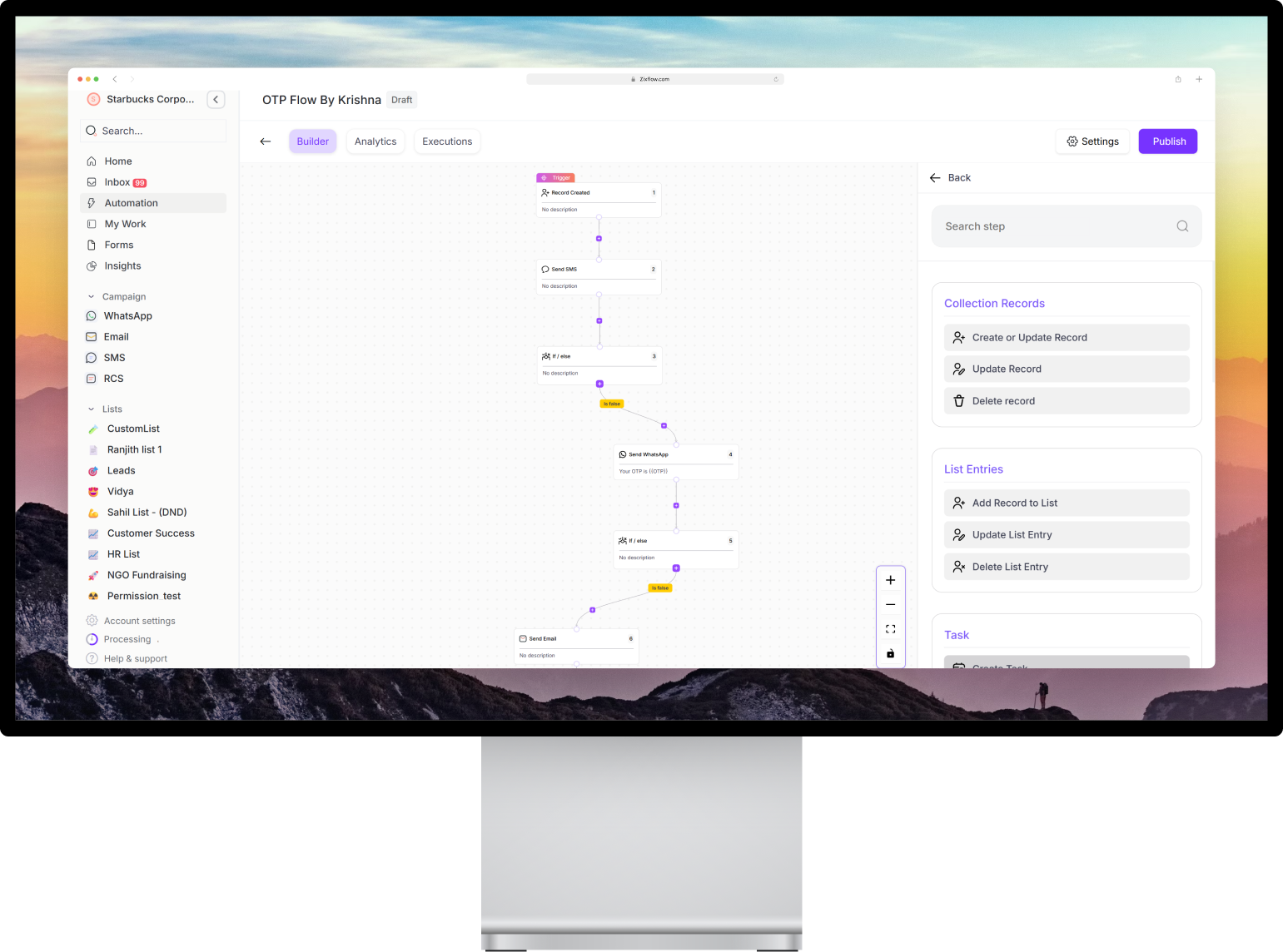 A flowchart of Transflow, where you can automate OTP and transaction messages across multiple channels.